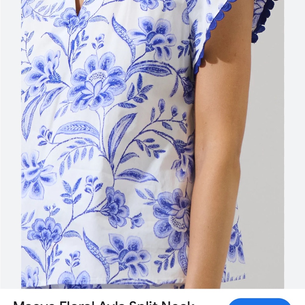 NWT Sugarlips Floral Ayla Split Neck Top, XL - Picture 3 of 9
